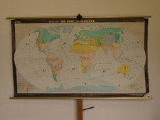 Schulwandkarte schöne alte Weltkarte Klimazonen 182x106cm vintage world map 1982