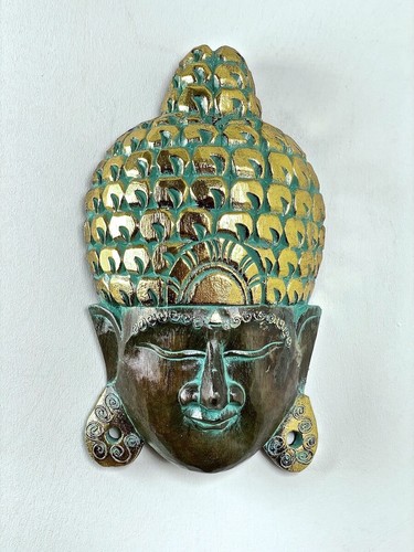 Buddha maske gold grün - buddha-maske,, gold/grün,