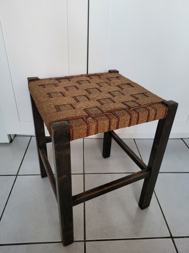 Vintage hocker seagras 34x34 - hocker,