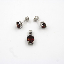 Granat roter stein set - stein, oval