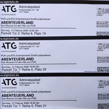 PUR Musical  Abenteuerland Tickets Berlin 3 Stück 01.02.2026 TOP Plätze günstig