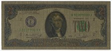 USA 2 DOLLAR - GOLD BANKNOTE - MIT GOLD & FARBE VEREDELT - 24 KARAT VERGOLDET