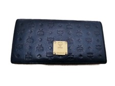 MCM Geldbörse aus blauem Leder mit Monogramm-Design