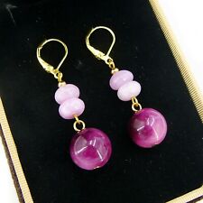 BAILYSBEADS designere Pfirsichblüte Jade & lila Kunzit Ohrringe Klappbrisuren