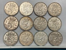 NIEDERLANDE 12x 1 GULDEN 1955-1958 - JULIANA - SILBER - KM #184 - S. ERHALTUNG