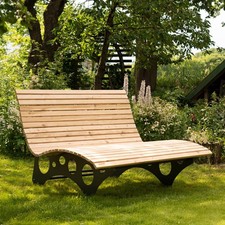 Wellenliege Relaxliege Gartensofa Lärchenholz Garten Wellenholzliege OUTLETWARE