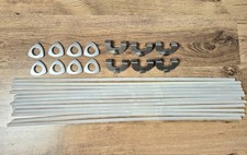 8 Ösen f. 4 Ösenrollos, 8 Haken + 12 Stangen für 6 Ösenrollos / Raffrollos, GUT!