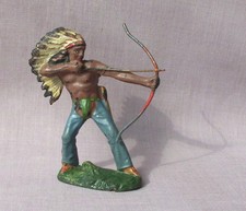 alte Lineol / Massefigur - Indianer mit Bogen - Sammlungsauflösung -