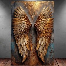 LEINWAND BILD ER XXL ABSTRAKT ENGELSFLÜGEL ENGEL FLÜGEL GOLD BUNT WAND POSTER