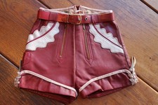 Schöne kurze rote vintage Mädchen Haelson Vollrind Lederhose, Gr. 128 Bruchsal