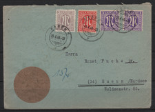 AM Post  MiF u.a. 1z starke Verzähnung Essen 09.04.1946 n. Husum