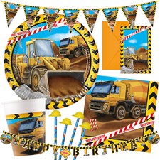 BAUSTELLE - Geschirr Deko Kindergeburtstag Bauarbeiter Kinder Geburtstag Party P