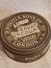 Antik Blechdose Politi & Sons London Almond RAHAT LACOUM Turkish Delight Ø 11,5