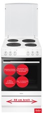 Amica Standherd 50cm Massekochfelder Blitzkochplatte Oberhitze Unterhitze weiß