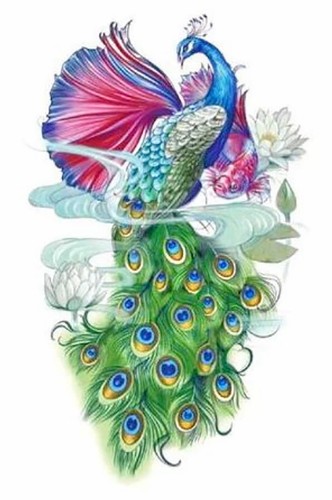 Temporäres tattoo pfau groß - temporäres,
