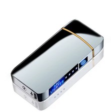 USB wiederaufladbares Feuerzeug , Lichtbogen , Silber , edel , mit Ladekabel