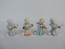 4 ALTE FIGUREN  ENGEL HUMMEL MUSIKANTEN  KERZENHALTER 50er JAHRE