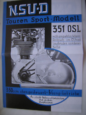 Prospekt NSU 350 ccm  351  OSL   351OSL Vorkrieg VK  - RP