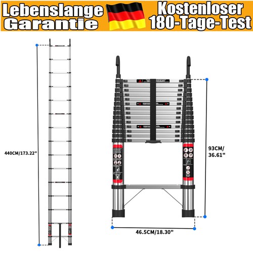 Teleskopleiter ausziehbar 4m - ausziehbar, 4.4m