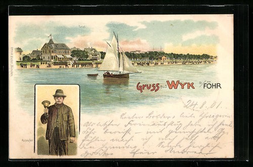 Lithographie wyk föhr - wyk, /föhr