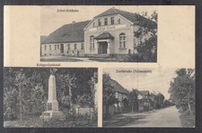 6507. Ak Eichow Krs. Cottbus Zobel-Schänke, Dorfstr., Kriegerdenkmal