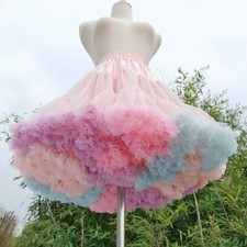 Mädchen Lolita Petticoat Crinoline Unterrock Rainbow Rand Süß Tutu Rock Cosplay