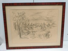 Pferd und Reiter Otto Dill Lithoragphie 11/12, gerahmt 49x38 cm