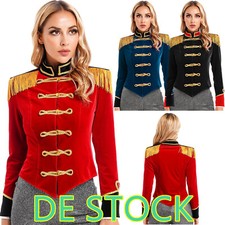 DE*iEFiEL Damen Zirkus Kostüm Langarm Frack Jacke Samt Blazer Mantel Ringmaster