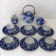 Tee Service Nippon Tokusei Sakura Porzellan Japan Kirschblüte blau 1L Filter NEU