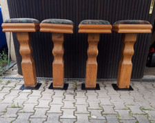 4 Stück Massive Barhocker Tresenhocker Massivholz mit Schmiedeeisernem Fuß