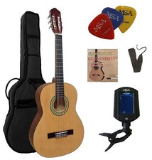 GITARRE SET 3/4 - TASCHE -BAND- SAITEN - 3xPIK- STIMMGERÄT ET33 - KONZERTGITARRE