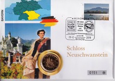 Deutschland 2019 Numisbrief 2 Euro vergoldet Schloss Neuschwanstein