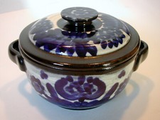 Terrine Kasserolle Auflaufform Keramik Ton Topf Deckel-Dose Handarbeit signiert