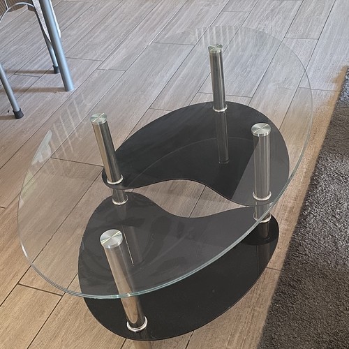 Ovaler glastisch mit ebenen - glastisch, 3