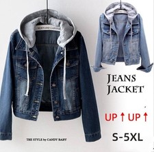 Damen Jeansjacke Jacke Kapuze