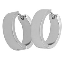 1 Paar Edelstahlcreolen silber matt Klappcreolen Huggie Edelstahl Herren unisex