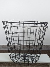 Großer dunkelgrauer Metallkorb, rund, Durchmesser 40cm , Deko, mit 2 Tragehenkel