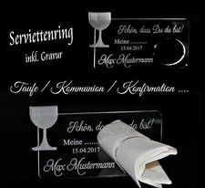 1 Serviettenring inkl. Wunschgravur Kommunion Konfirmation Taufe - Kelch