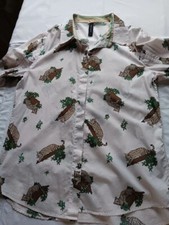 Bluse Marc Cain 38 weiß mit Geparden Drück Animal BW Elasthan Ärmel variabel