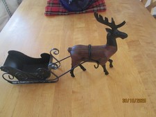 Dachbodenfund - altes Elchgespann - Holz und Metall ca 38 v 24 cm