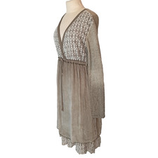 Damen Tüll Strickkleid Spitze