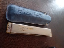 Mundharmonika Bandmaster Alt Antik DDR Vintage Musik Instrument mit Etui