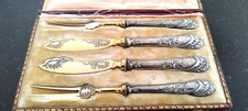 RAR! Jugendstil Vorlegebesteck 800er Silber / Metall vergoldet, deutsch um 1900
