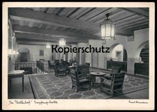 ALTE POSTKARTE DER PLATTERHOF OBERSALZBERG ÜBER BERCHTESGADEN EMPFANGSHALLE 1944