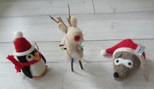 Weihnachtsdeko Christbaum Anhänger aus Filz: Rentier, Pinguin und Igel
