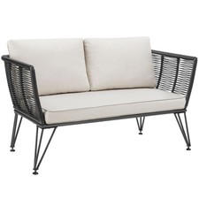 Garten-Loungesofa Sundo im Rope-Design mit Polyrattan anthrazit B-Ware