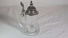 Bierkrug glas mit zinndeckel - glas,
