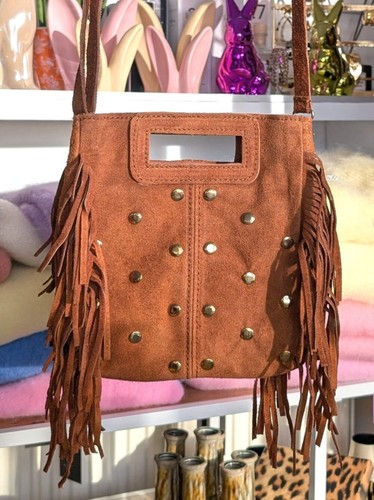 Wildleder tasche mit fransen - wildleder,