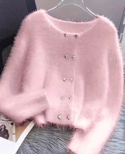 Fell Strickjacke Pullover Rosa