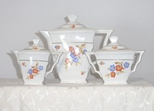 MZ Art Deco 1922-1945 Kaffeekern Kanne, Zuckerdose, Milchkännchen mit Deckel TOP